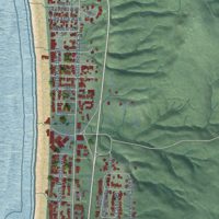 Second close-up of the map of Cannon Beach, Oregon print showing more streets and buildings