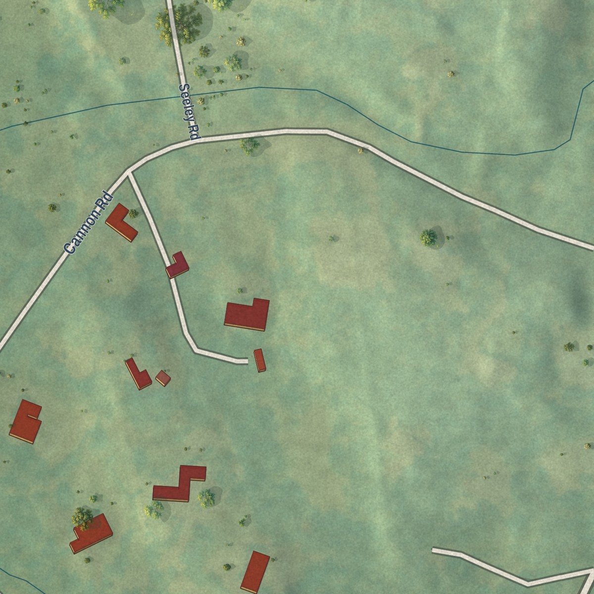 Second close-up of the map of Cannondale, Connecticut print showing more streets and buildings
