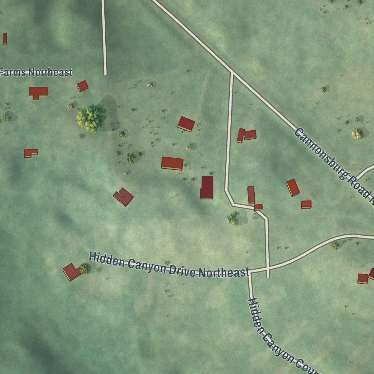 Second close-up of the map of Cannonsburg, Michigan print showing more streets and buildings