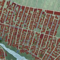 Second close-up of the map of Caño Martin Peña, Puerto Rico print showing more streets and buildings