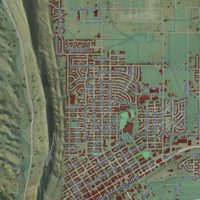 Second close-up of the map of Cañon City, Colorado print showing more streets and buildings