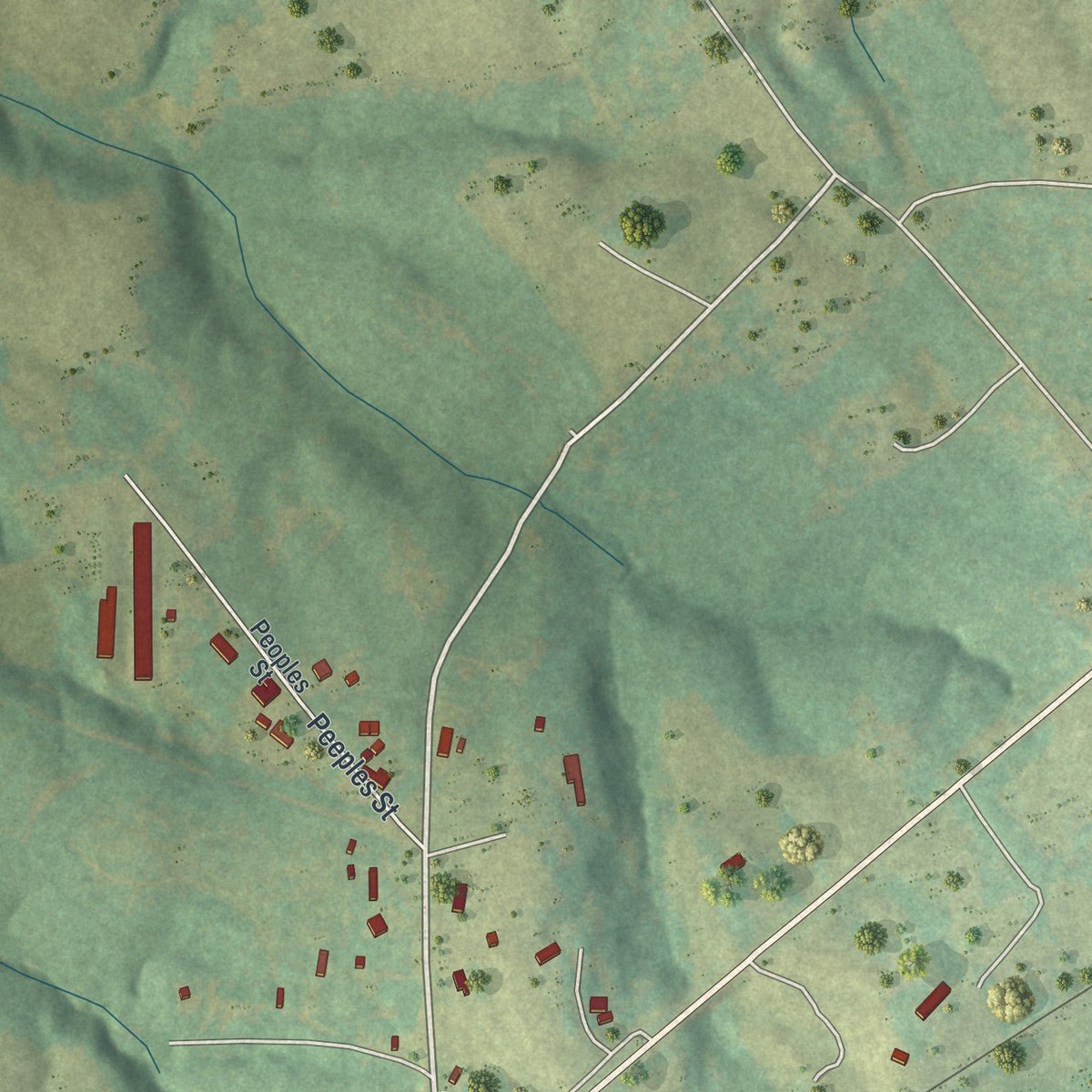 Second close-up of the map of Canon, Georgia print showing more streets and buildings