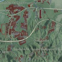 Second close-up of the map of Canóvanas, Puerto Rico print showing more streets and buildings