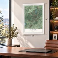 Canton, Georgia map, 18 x 24 inch print in a white frame in a home office