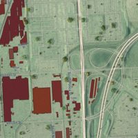 Second close-up of the map of Canton Industrial Area, Maryland print showing more streets and buildings
