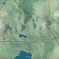 Close-up of the map of Canton, Massachusetts print showing terrain and local geography