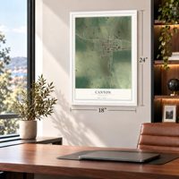 Canton, Minnesota map, 18 x 24 inch print in a white frame in a home office