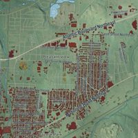 Second close-up of the map of Canton, Ohio print showing more streets and buildings