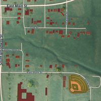Second close-up of the map of Canton, Oklahoma print showing more streets and buildings