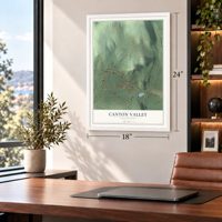 Canton Valley, Connecticut map, 18 x 24 inch print in a white frame in a home office