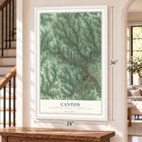 Canton, Washington County, Pennsylvania map, 24 x 36 inch print in a white frame by a staircase