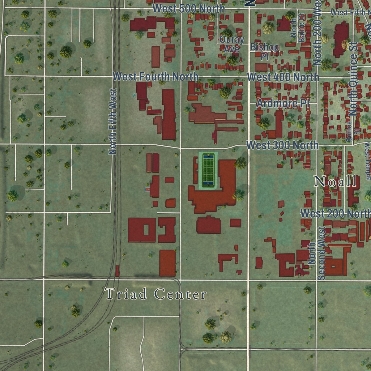 Second close-up of the map of Capitol Hill, Utah print showing more streets and buildings