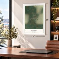 Capron, Oklahoma map, 18 x 24 inch print in a white frame in a home office