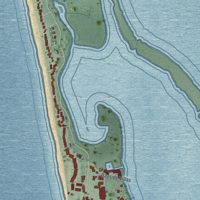 Second close-up of the map of Captiva, Florida print showing more streets and buildings