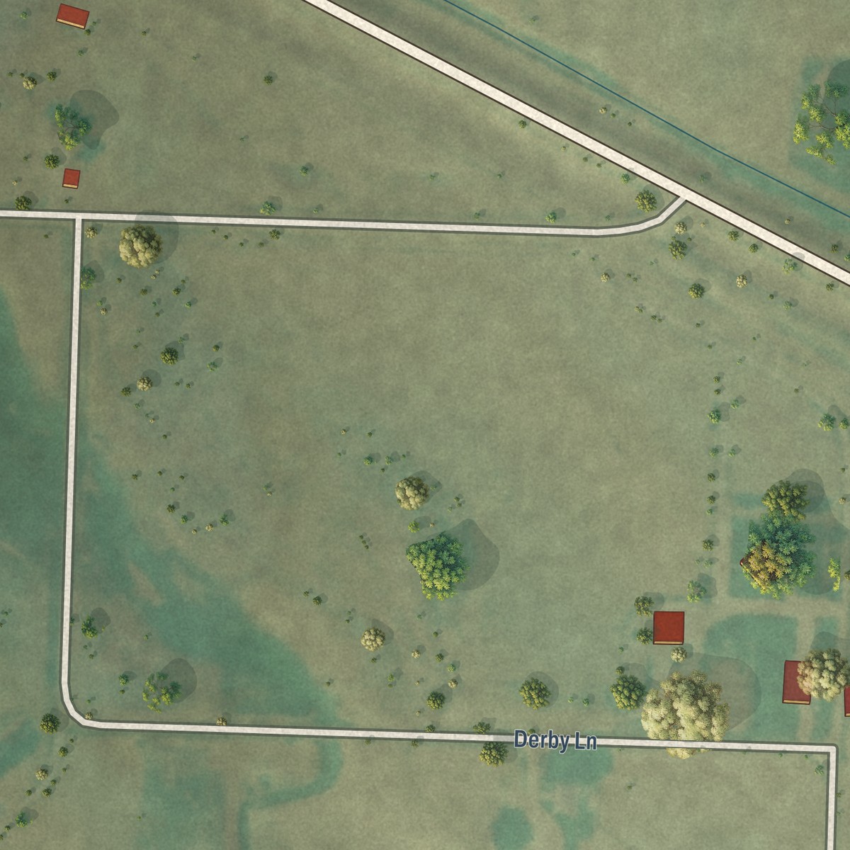 Second close-up of the map of Caputa, South Dakota print showing more streets and buildings