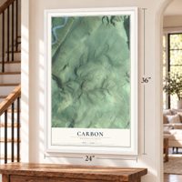 Carbon, Pennsylvania map, 24 x 36 inch print in a white frame by a staircase