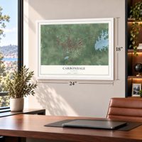 Carbondale, Illinois map, 18 x 24 inch print in a white frame in a home office