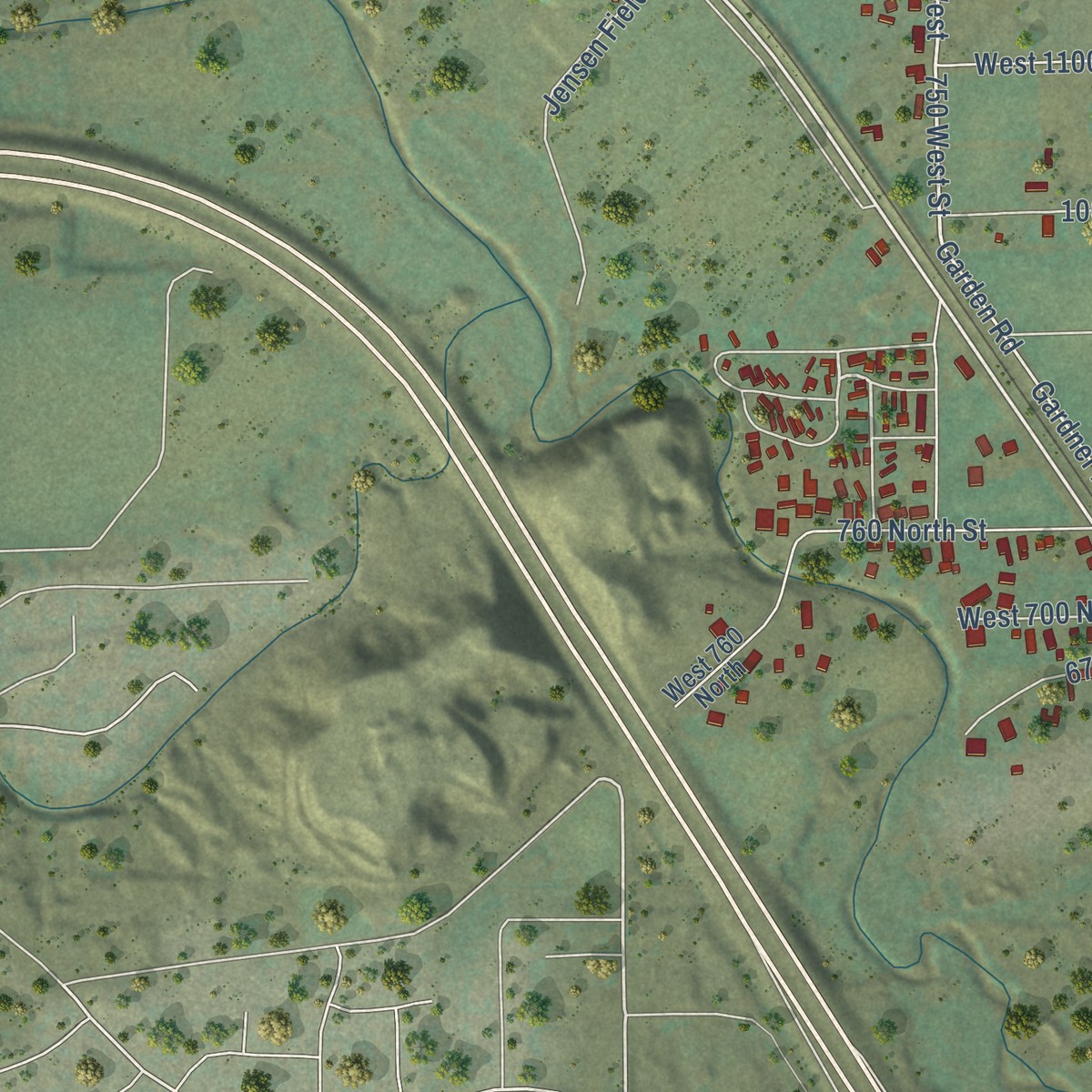 Second close-up of the map of Carbonville, Utah print showing more streets and buildings