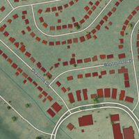 Second close-up of the map of Cardinal Valley, Kentucky print showing more streets and buildings