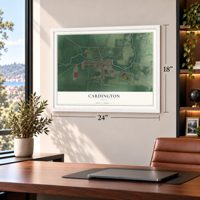 Cardington, Ohio map, 18 x 24 inch print in a white frame in a home office
