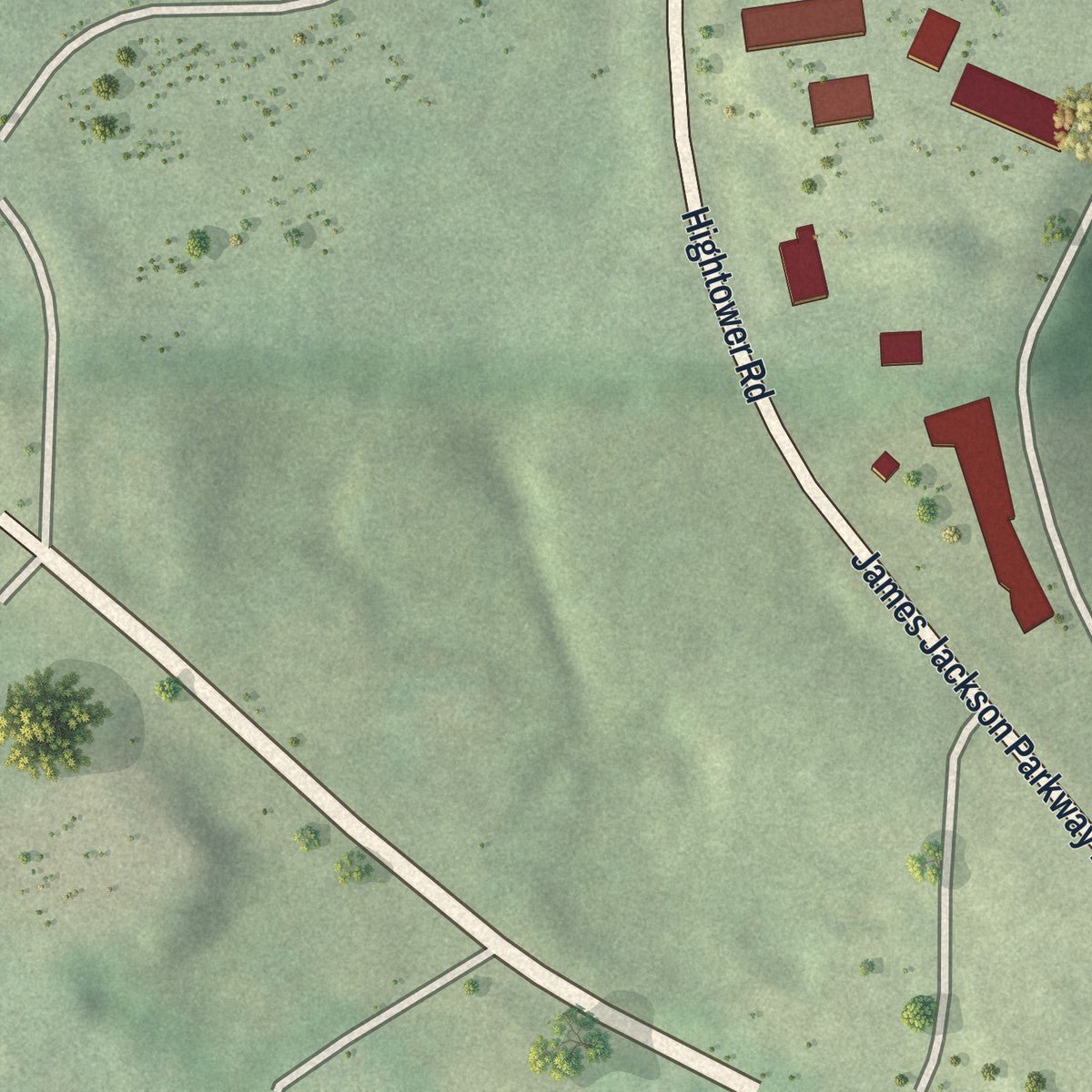 Second close-up of the map of Carey Park, Georgia print showing more streets and buildings