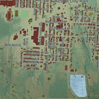 Second close-up of the map of Carl Junction, Missouri print showing more streets and buildings