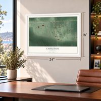 Carleton, Nebraska map, 18 x 24 inch print in a white frame in a home office