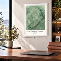 Carlisle-Rockledge, Alabama map, 18 x 24 inch print in a white frame in a home office