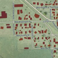 Second close-up of the map of Carlock, Illinois print showing more streets and buildings