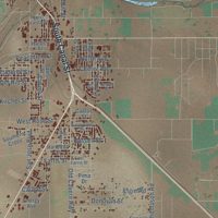 Second close-up of the map of Carlsbad, New Mexico print showing more streets and buildings