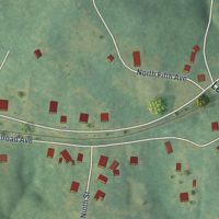 Second close-up of the map of Carlton, Georgia print showing more streets and buildings