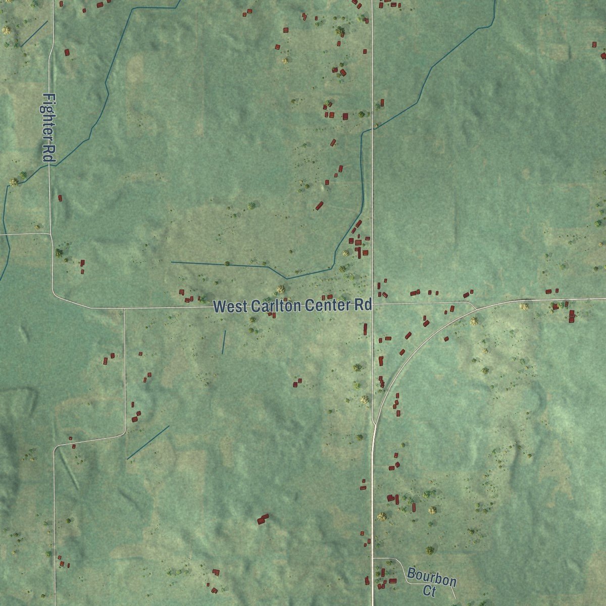 Second close-up of the map of Carlton, Michigan print showing more streets and buildings