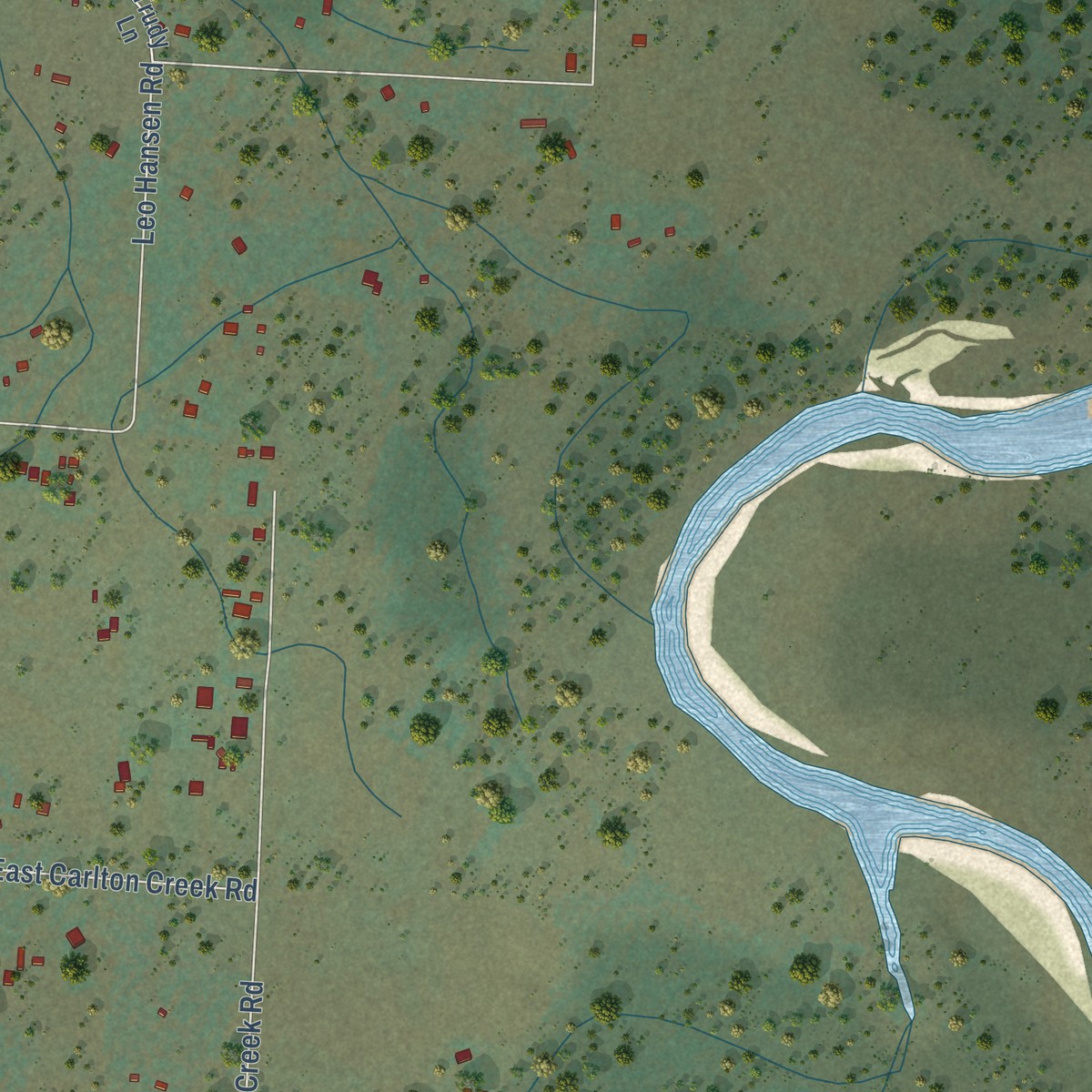 Second close-up of the map of Carlton, Montana print showing more streets and buildings