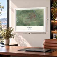 Carmi, Illinois map, 18 x 24 inch print in a white frame in a home office