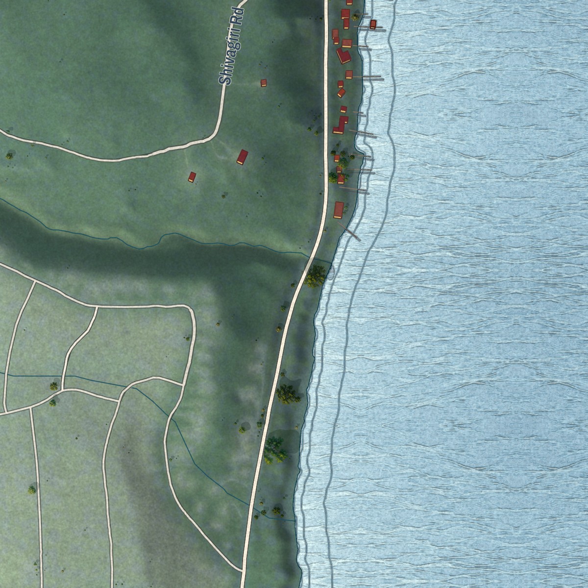 Second close-up of the map of Carnelian Bay, California print showing more streets and buildings
