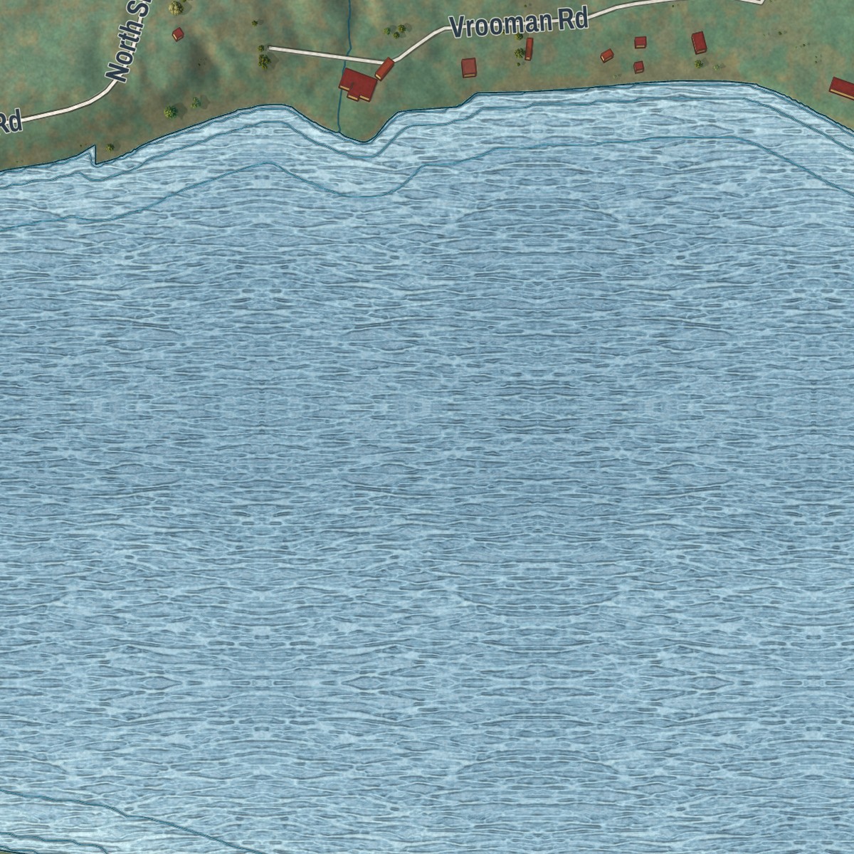 Second close-up of the map of Caroga Lake, New York print showing more streets and buildings