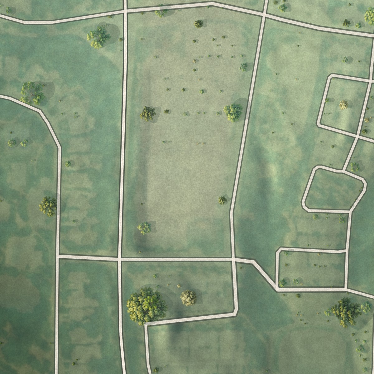 Second close-up of the map of Carolina Meadows, North Carolina print showing more streets and buildings