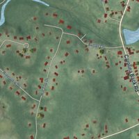 Second close-up of the map of Carolina, Rhode Island print showing more streets and buildings