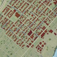 Second close-up of the map of Carondelet, Missouri print showing more streets and buildings