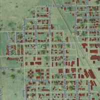 Second close-up of the map of Carrington, North Dakota print showing more streets and buildings