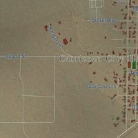 Second close-up of the map of Carrizozo, New Mexico print showing more streets and buildings