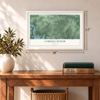 Carroll Manor, Maryland map, 12 x 18 inch print in a white frame in an entryway