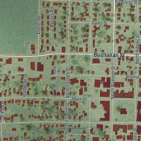 Second close-up of the map of Carthage, Illinois print showing more streets and buildings