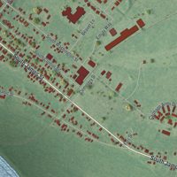 Second close-up of the map of Carthage, New York print showing more streets and buildings