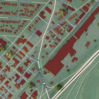 Second close-up of the map of Carthage, Ohio print showing more streets and buildings