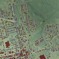 Second close-up of the map of Carthage, Texas print showing more streets and buildings