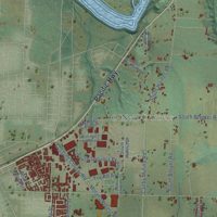 Second close-up of the map of Carus, Oregon print showing more streets and buildings