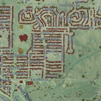 Second close-up of the map of Cary, Illinois print showing more streets and buildings