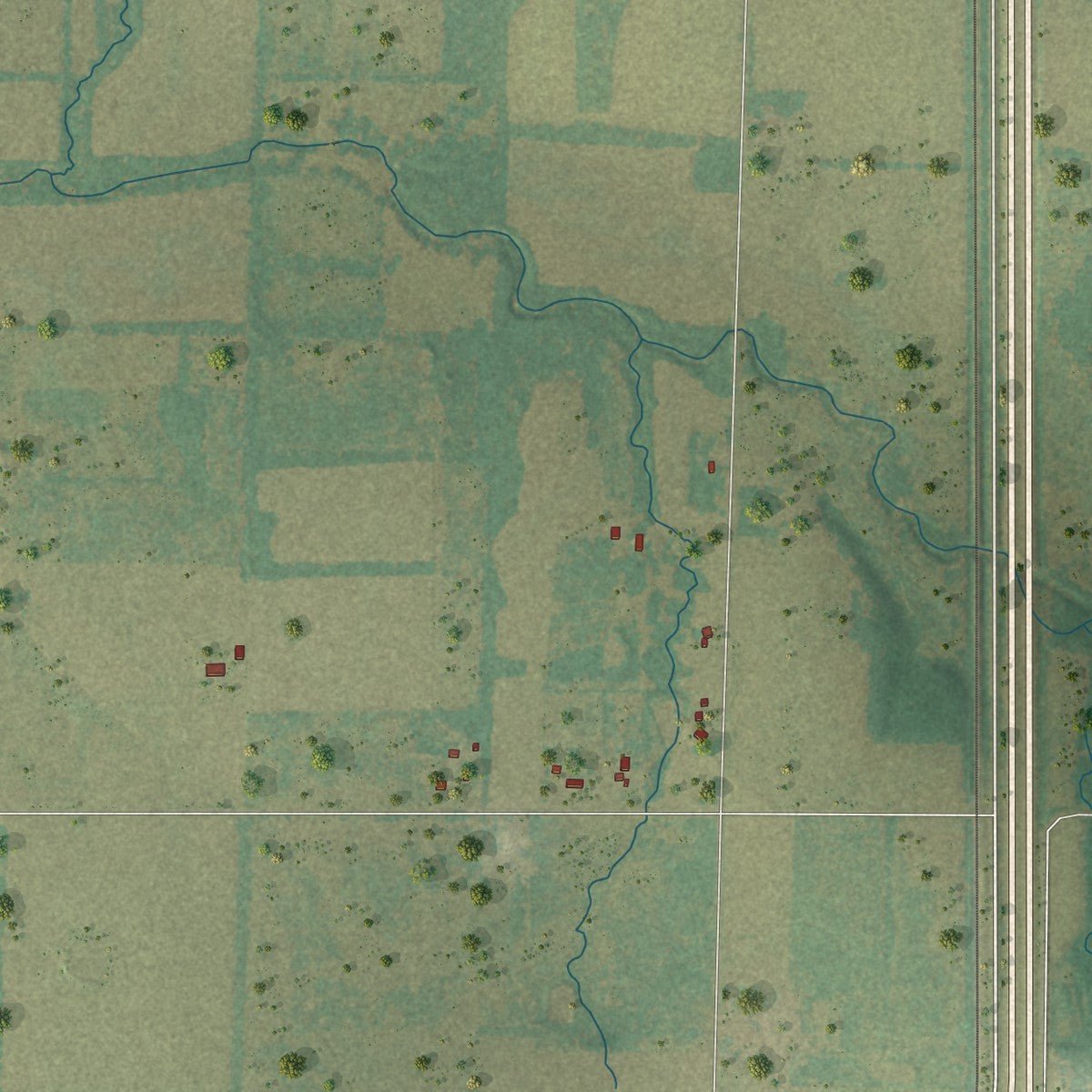 Second close-up of the map of Carytown, Missouri print showing more streets and buildings