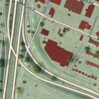 Second close-up of the map of Carytown, Virginia print showing more streets and buildings
